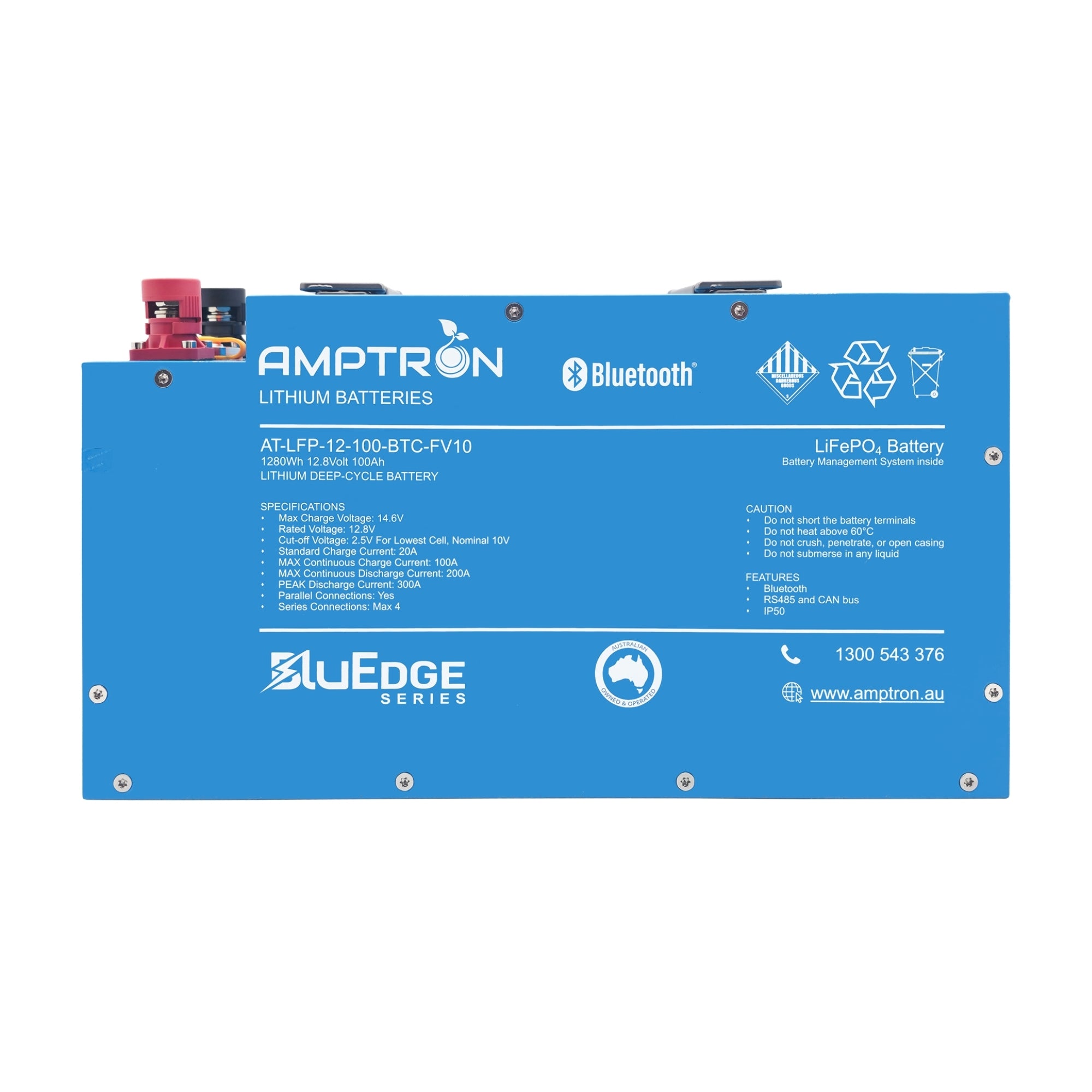Amptron BluEdge 12V 100Ah Slimline Smart Lithium LFP Battery