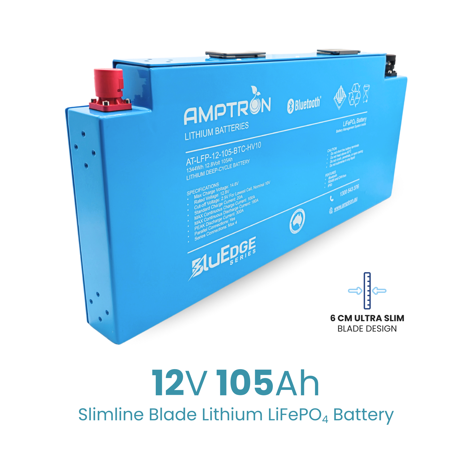 Amptron BluEdge 12V 105Ah Lithium LiFePO4 Aluminium Blade Battery 1,344Wh