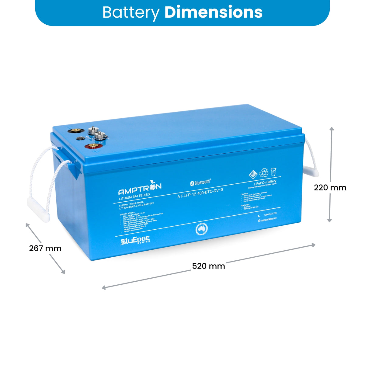 Amptron BluEdge 12V 400Ah Smart Lithium Battery - 5120Wh