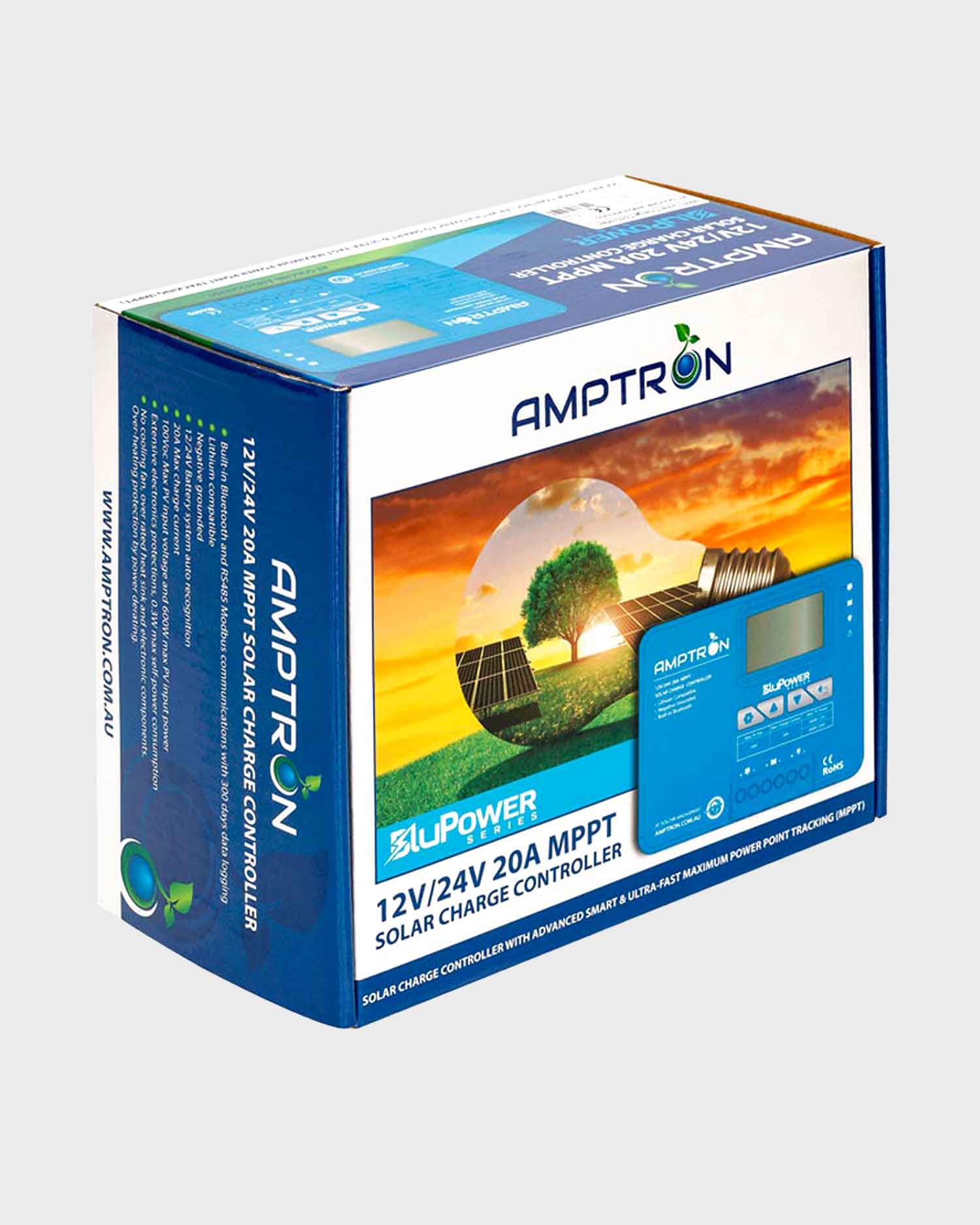 Amptron 20A 12V/24V MPPT Bluetooth Solar Charge Controller