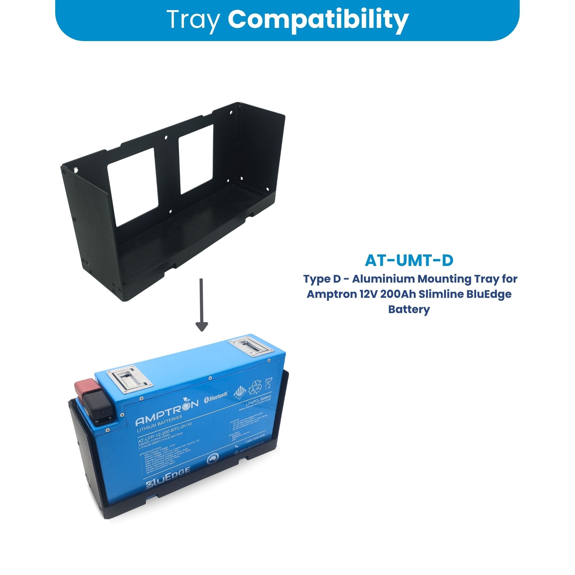 Amptron Type D - Universal Aluminium Battery Mounting Tray