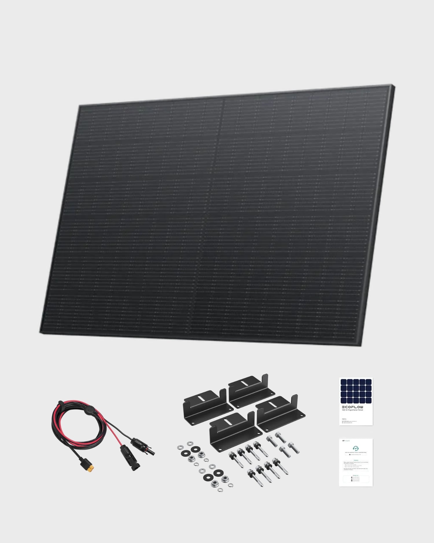 EcoFlow 100W Rigid Solar Panel x 2 with Mounting Brackets