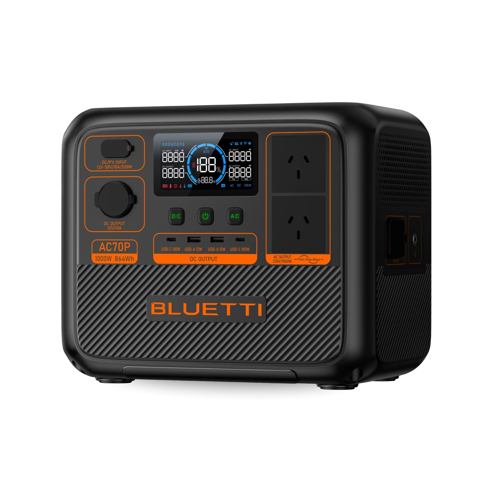 Bluetti AC70P Power Station with 1000W Inverter - 864Wh