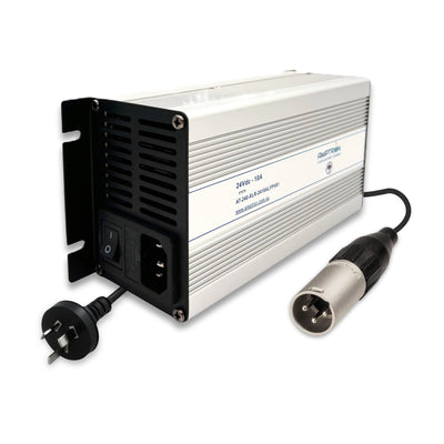 Amptron 24V 10A AC-DC Lithium LiFePO4 Battery Charger with XLR Plug