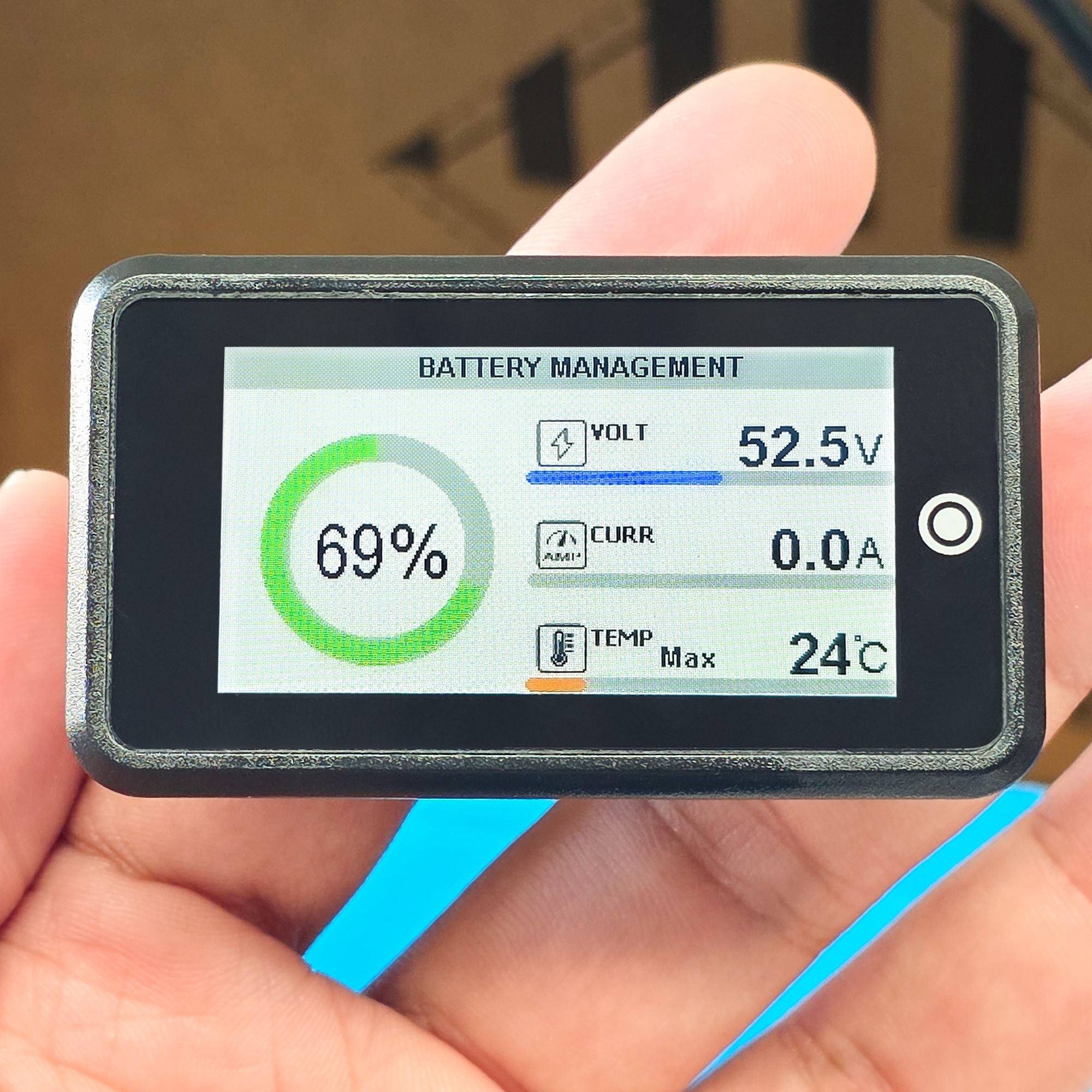 Amptron 1.9" RS485 BMS Display for 48V 105Ah Golf Cart Battery Display