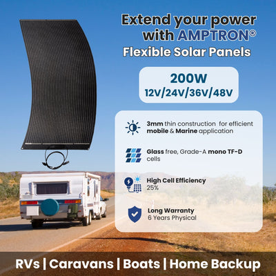 200W Marine Grade Flexible Solar Panel High Voltage 12/24/36/48V