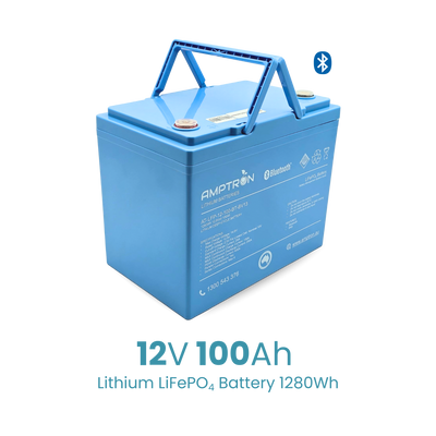 Amptron 12V 100Ah Extra Compact Lithium LifePO4 Battery with Bluetooth