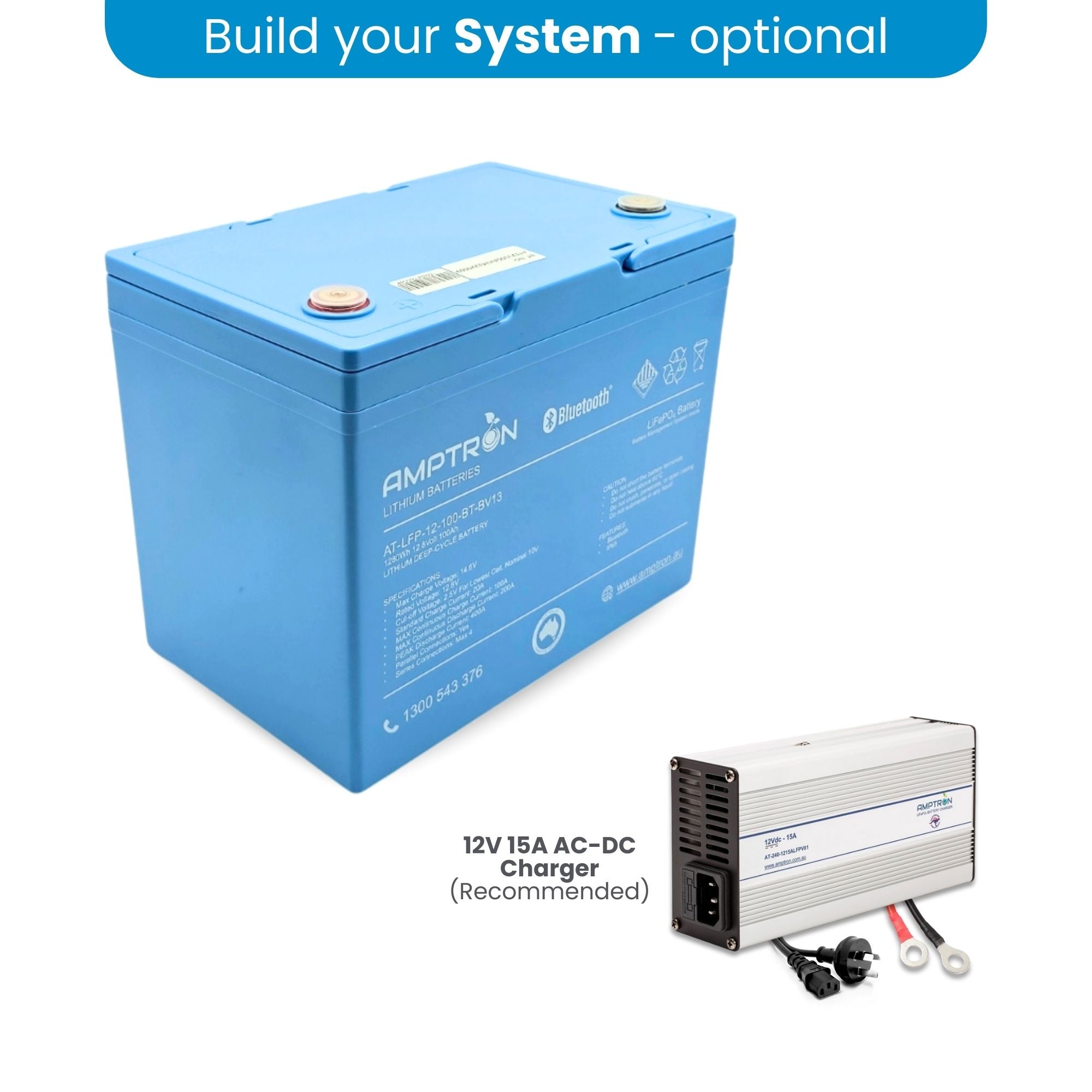 Amptron 12V 100Ah Extra Compact Lithium LifePO4 Battery with Bluetooth