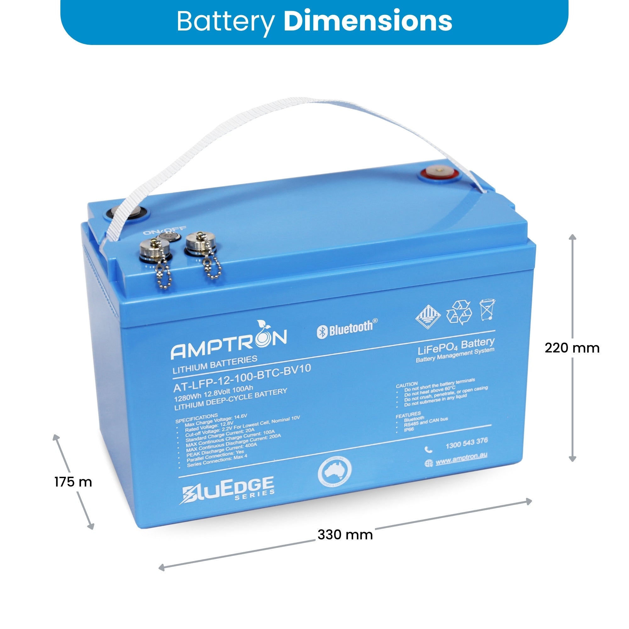 Amptron BluEdge 12V 100Ah Smart Lithium LiFePO4 Battery