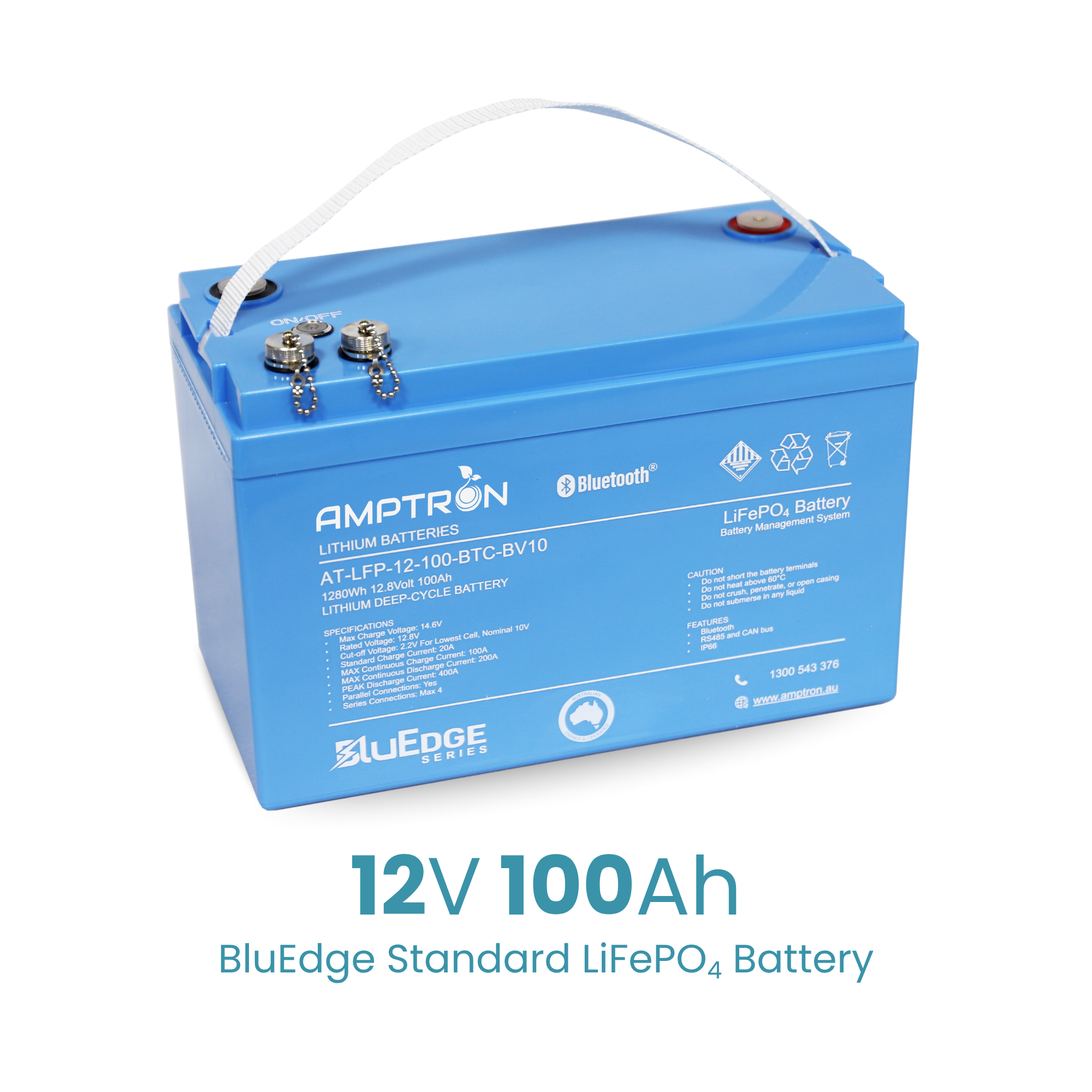 Amptron BluEdge 12V 100Ah Smart Lithium LiFePO4 Battery 1,280Wh