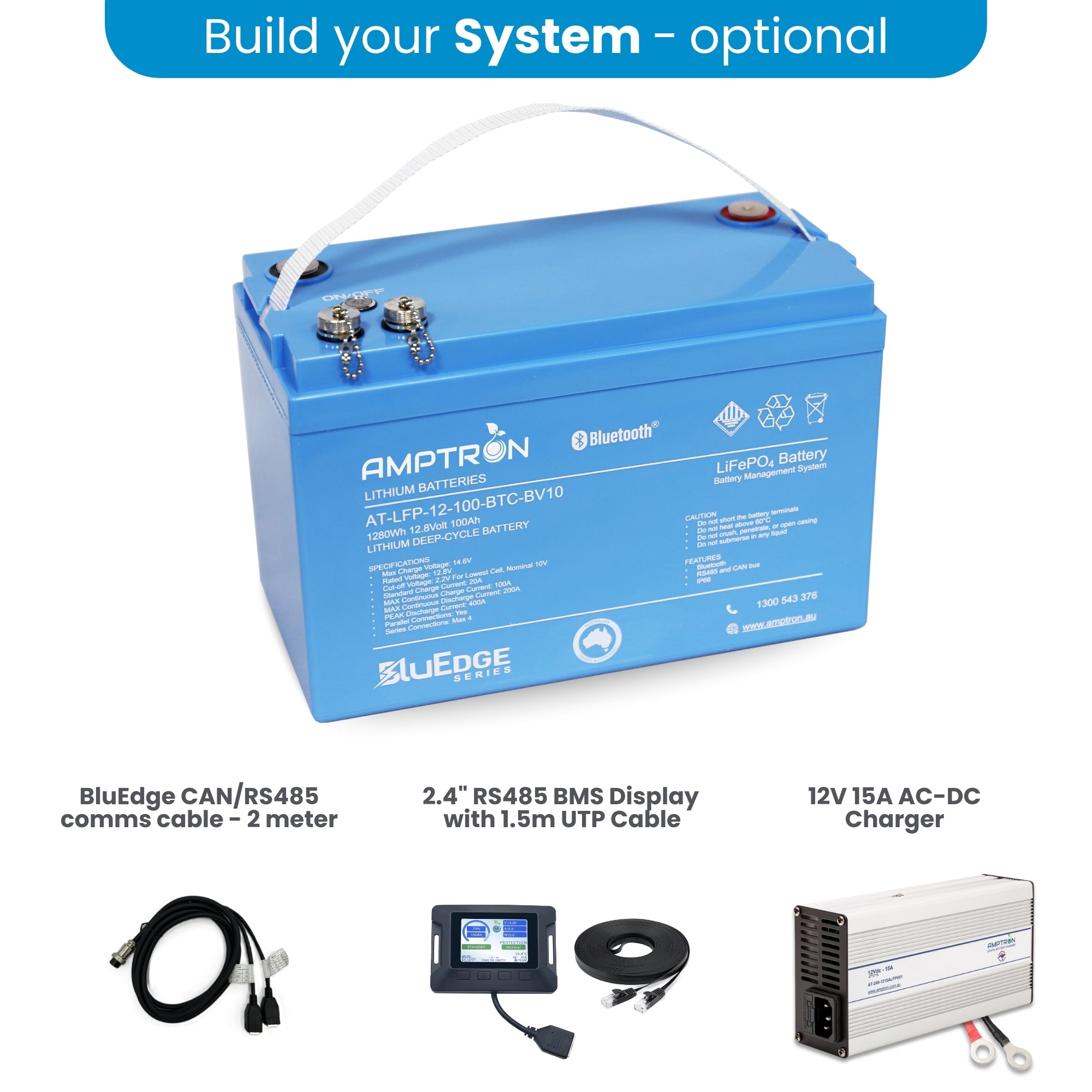 Amptron BluEdge 12V 100Ah Smart Lithium LiFePO4 Battery