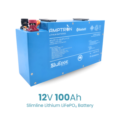 Amptron BluEdge 12V 100Ah Slimline Lithium LiFePO4 Battery 1,280Wh