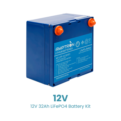Amptron 12V 32Ah LiFePO4 Battery and Charger Combo kit