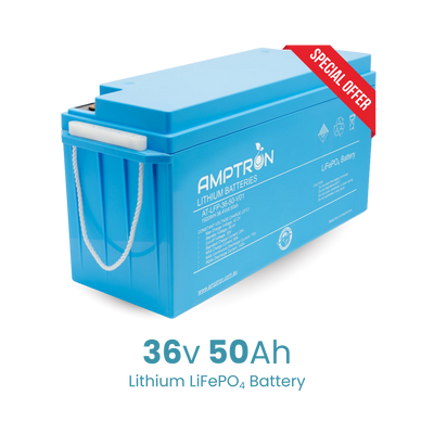 Amptron 36V 50Ah IP65 Lithium LiFePO4 Battery - 1920Wh