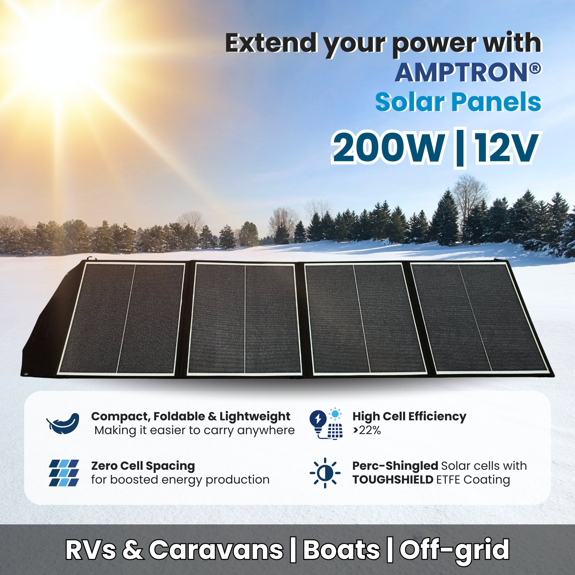 Amptron 200W Folding Lightweight Portable Solar Panel Blanket