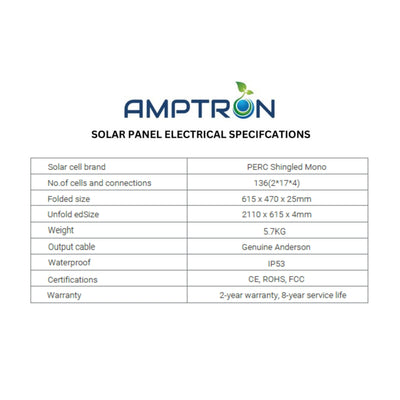 Amptron 200W Folding Lightweight Portable Solar Panel Blanket