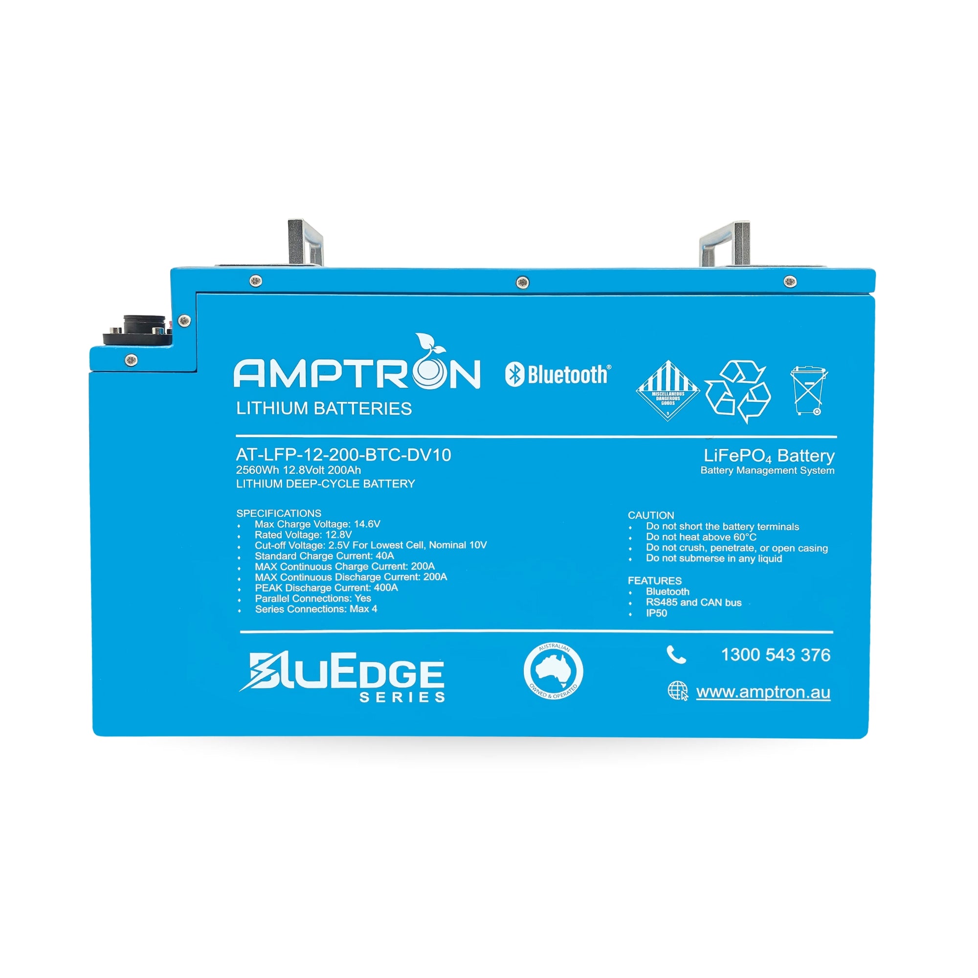 Amptron BluEdge 12V 200Ah Smart Slimline Battery in Aluminium Case