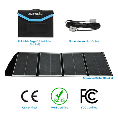 Amptron 200W Folding Lightweight Portable Solar Panel Blanket