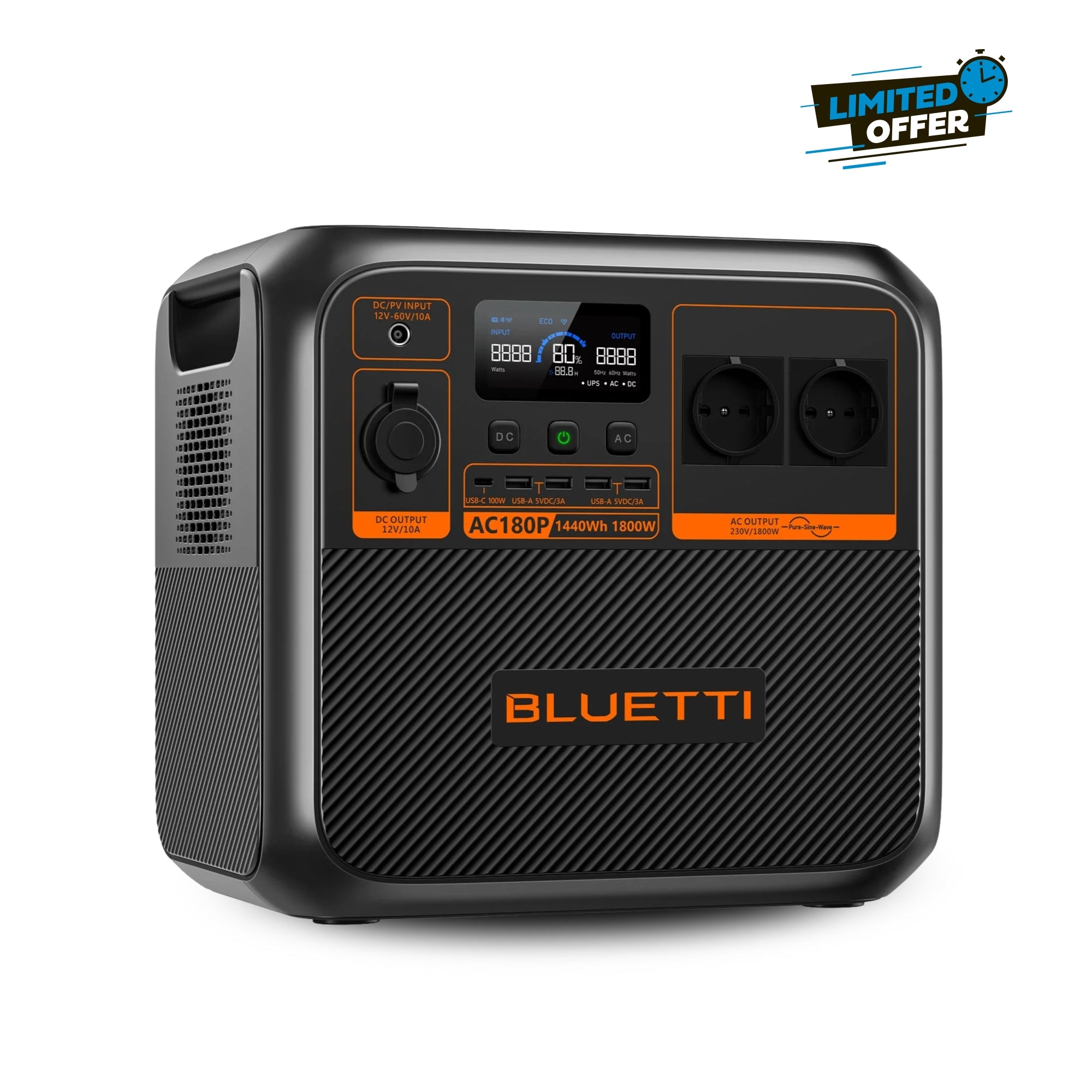 Bluetti AC180P 1800W Power Portable Station - 1,440Wh