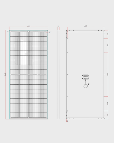 Amptron 200W 12V Glass Perc Half Mono-crystalline Solar panel, 35mm Black Aluminium Framed Panel – Optional Aerodynamic Mounting Kit