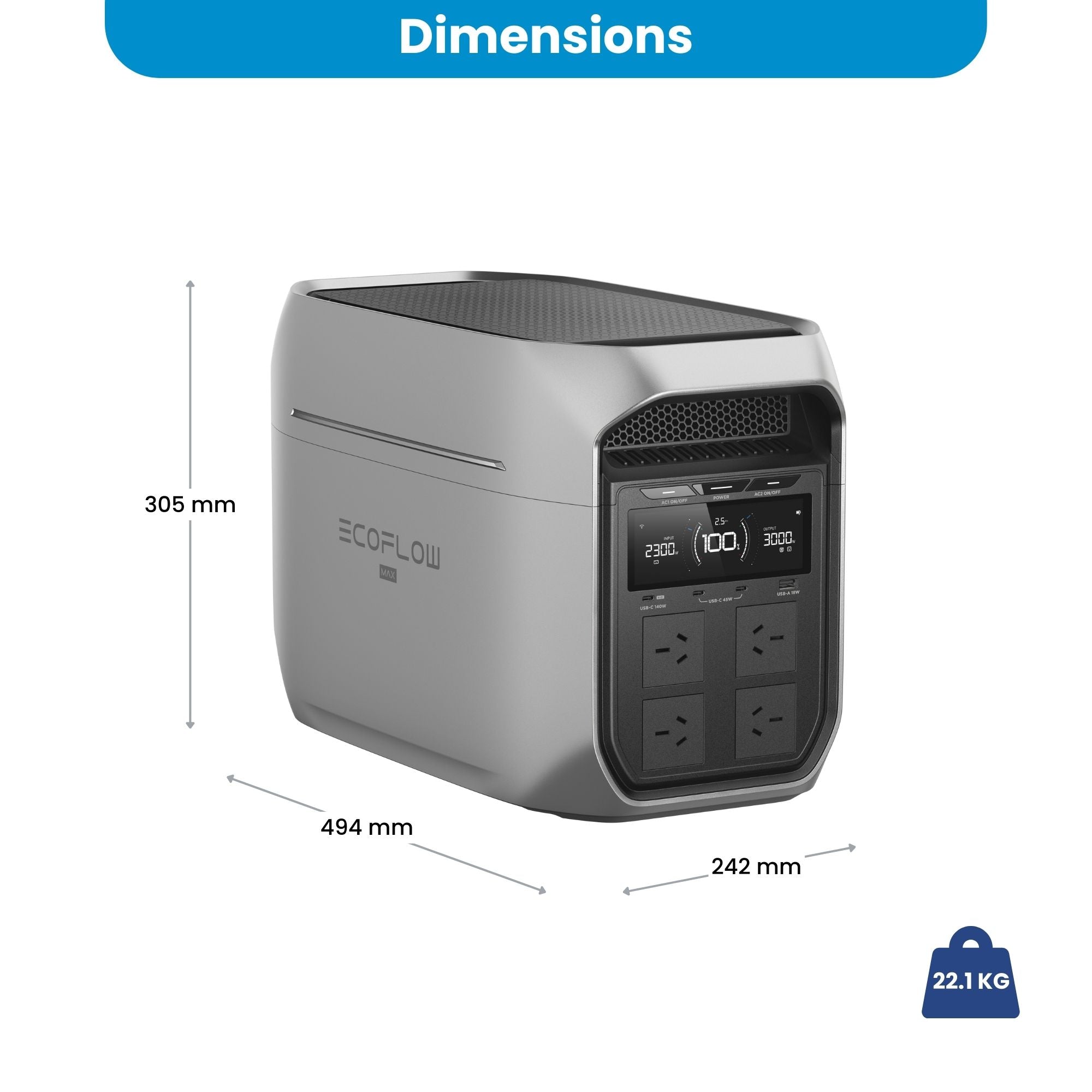EcoFlow DELTA 3 Max Plus Portable Power Station - 2048Wh
