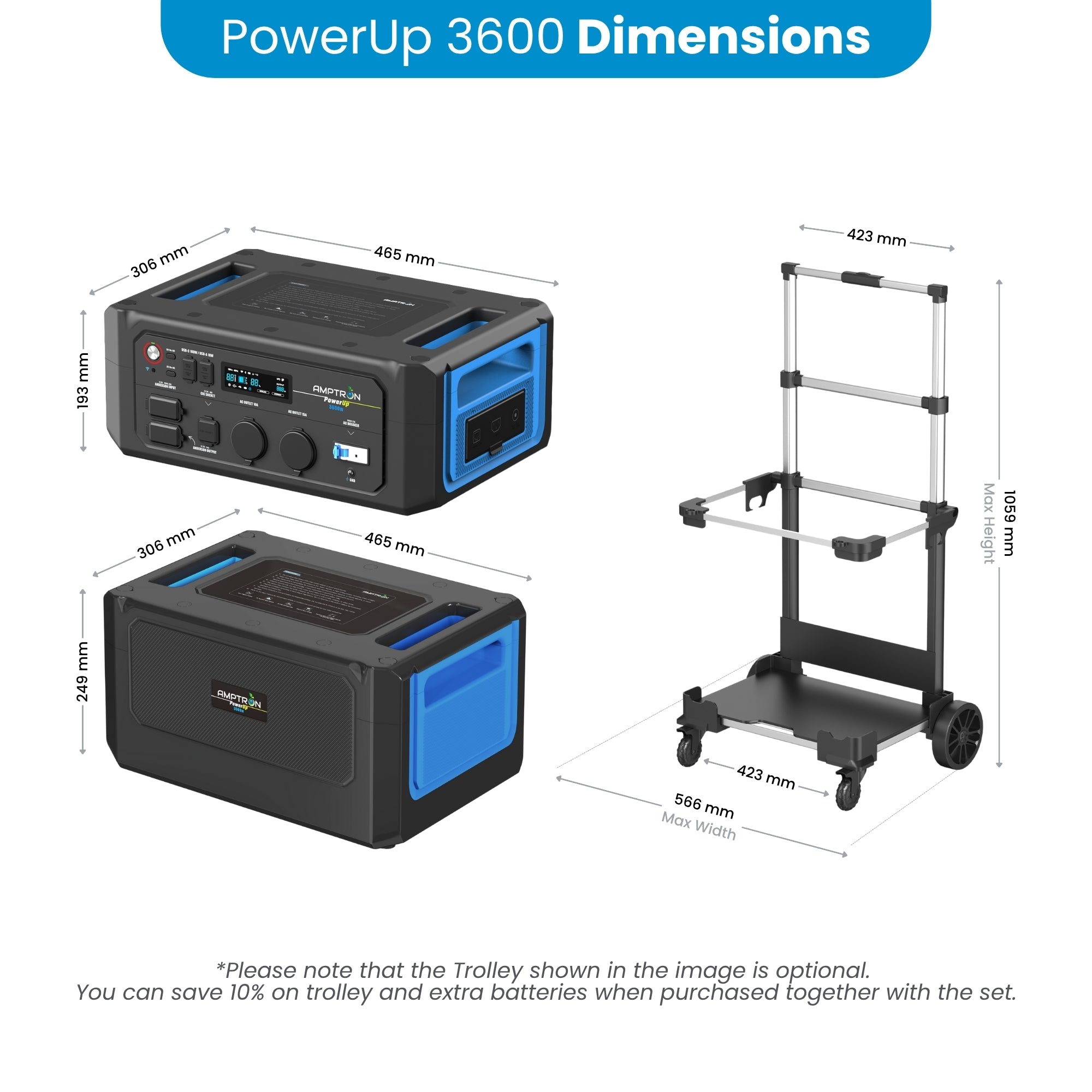 Amptron PowerUp3600 Portable Power Station - 3,072Wh