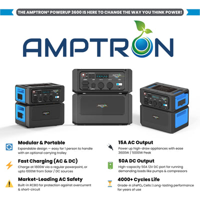 Amptron PowerUp3600 Portable Power Station - 3,072Wh