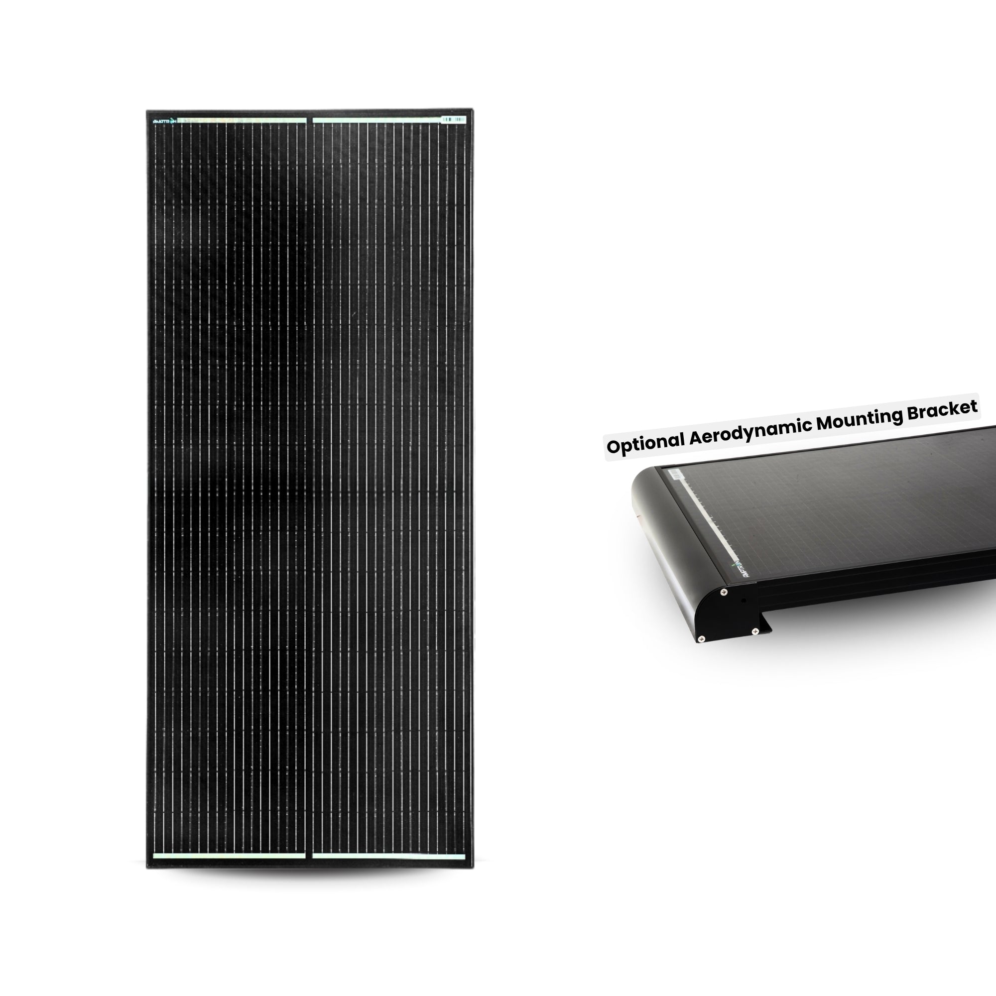 Amptron 200W 12/24/36/48V High Voltage Glass Perc Half Mono-crystalline Solar panel, 35mm Black Aluminium Framed Panel – Optional Aerodynamic Mounting Kit