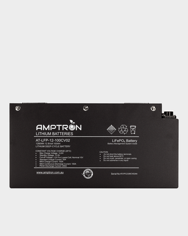 Amptron 12V 100Ah / 100A Metal Slimline LiFePO4 Battery
