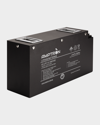 Amptron 12V 100Ah / 100A Metal Slimline LiFePO4 Battery