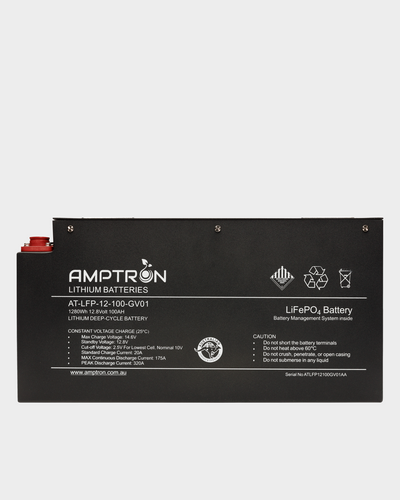 Amptron 12V 100Ah / 175A Metal Slimline LiFePO4 Battery
