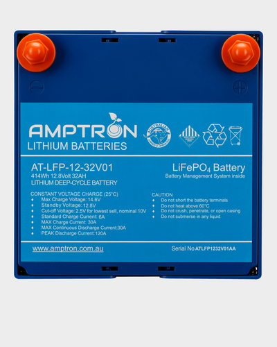 Amptron 12V 32Ah LiFePO4 Battery and Charger Combo kit