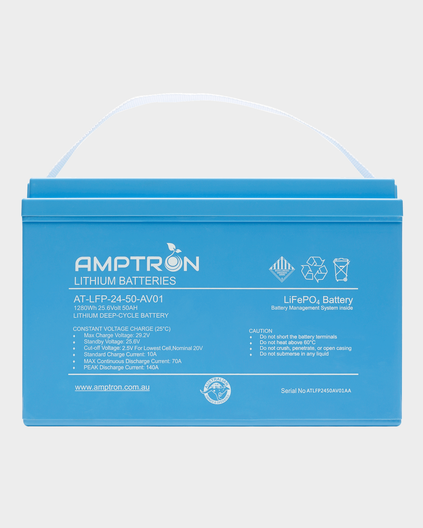 Amptron 24V 50Ah / 70A LiFePO4 Battery – Clean Portable Power